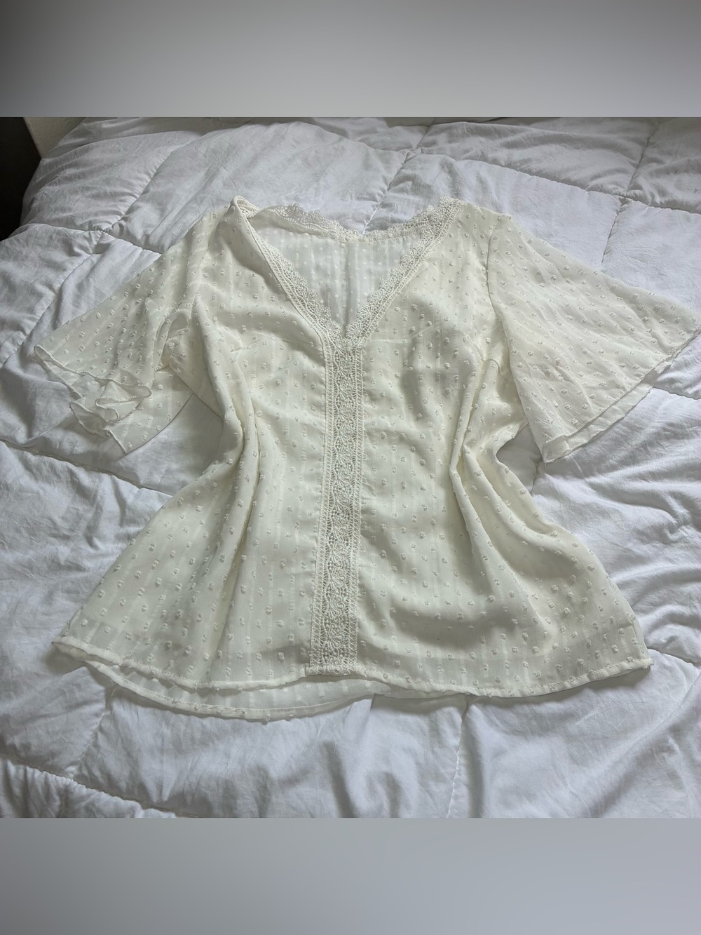 Women's V-Neck Flutter Sleeve Blouse